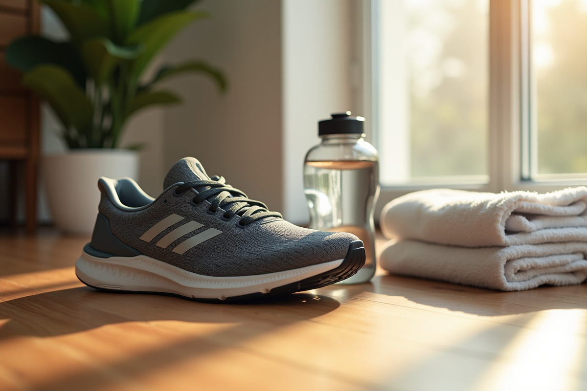 Chaussures de course avec bouteille d