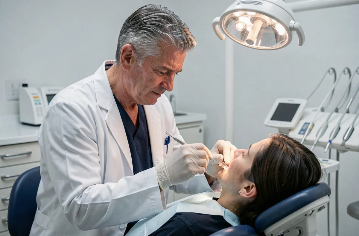 Dr Jérôme Lefebvre réalisant un contrôle orthodontique sur un patient adulte dans le Loiret