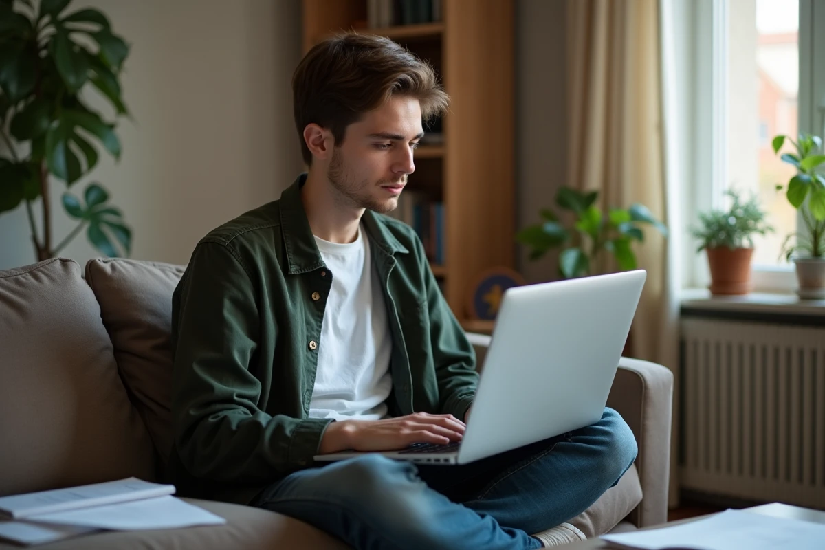 Étudiant vérifiant les paramètres de sécurité de son navigateur pour résoudre un problème de connexion rapide à l'ENT Cristolink UPEC depuis son appartement