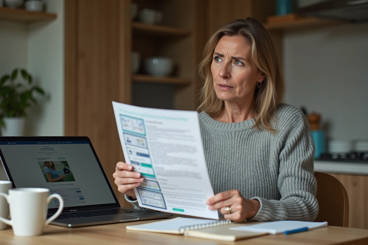 Femme consultant des informations sur les alternatives aux implants dentaires depuis son domicile