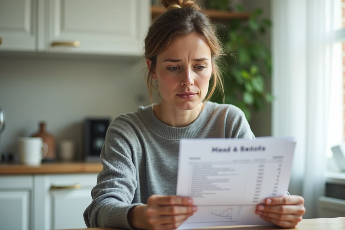 Femme lisant ses résultats d'analyse de sang avec taux de SGOT à son domicile