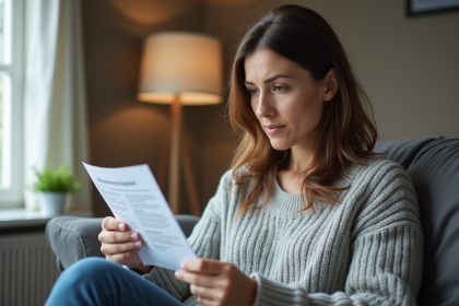Femme méditative lisant brochure sur maladies autoimmunes