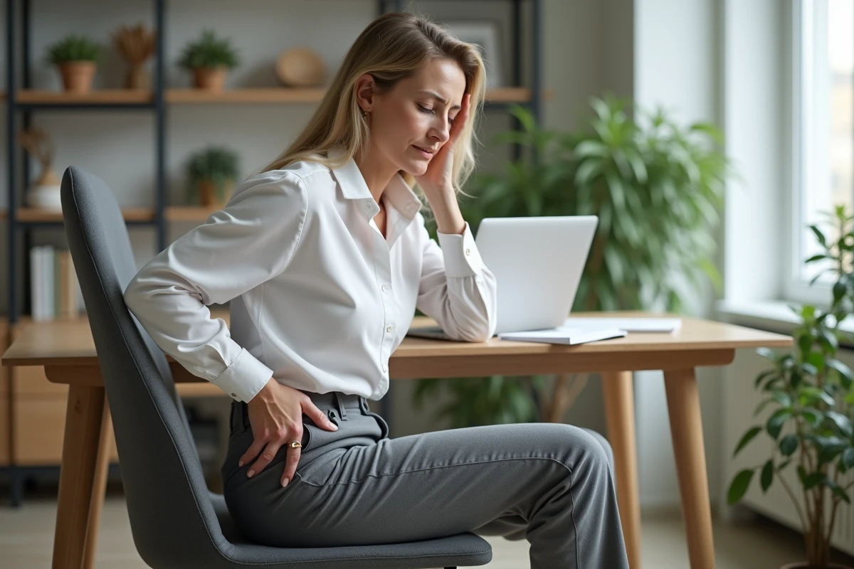 Femme d'âge moyen en tenue décontractée au bureau à domicile