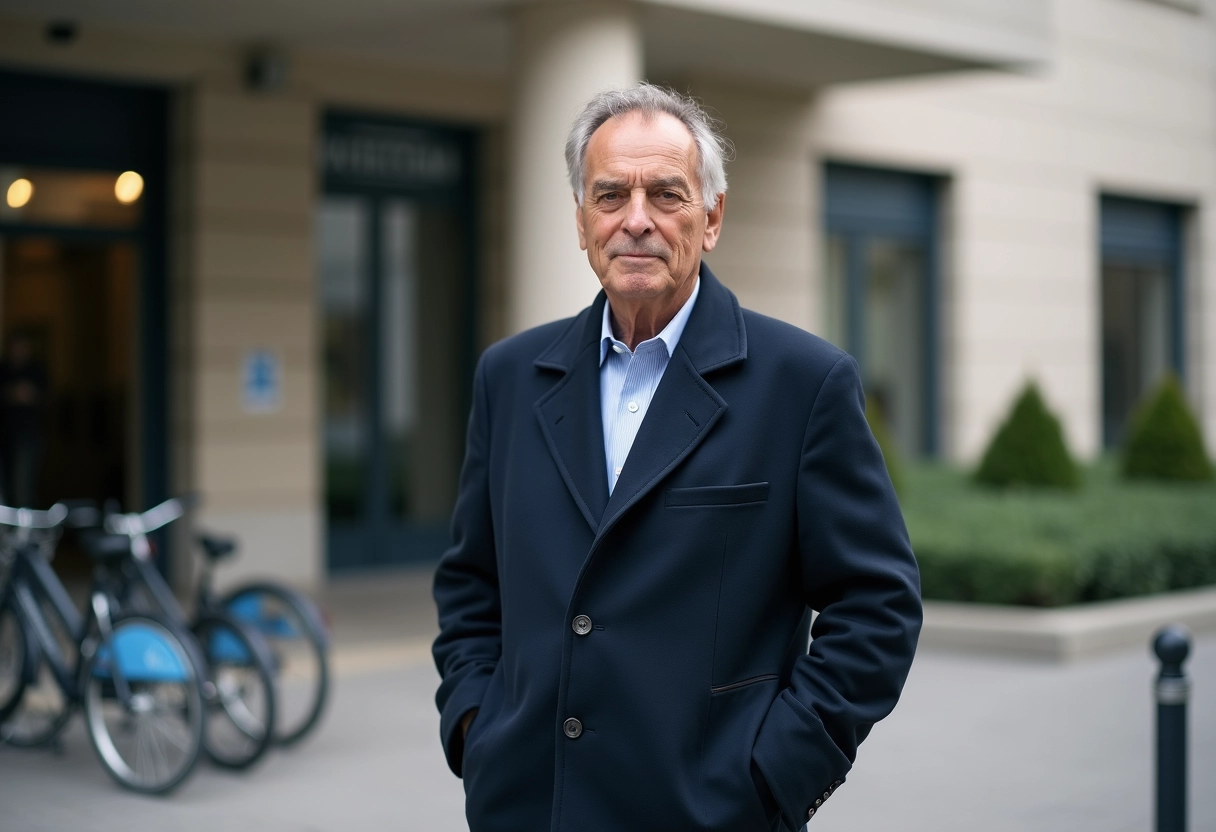 Gaetan Roussel devant un hôpital parisien en extérieur