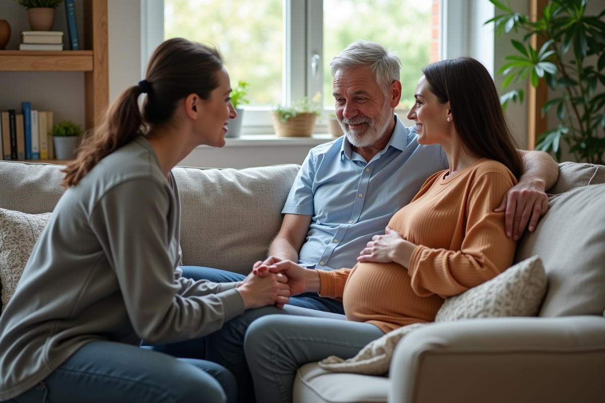 Homme et femme enceinte lors d