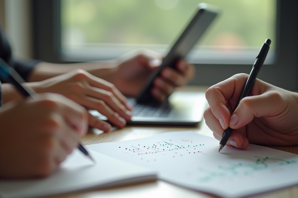 Mains utilisant le braille et appareils auditifs en intérieur