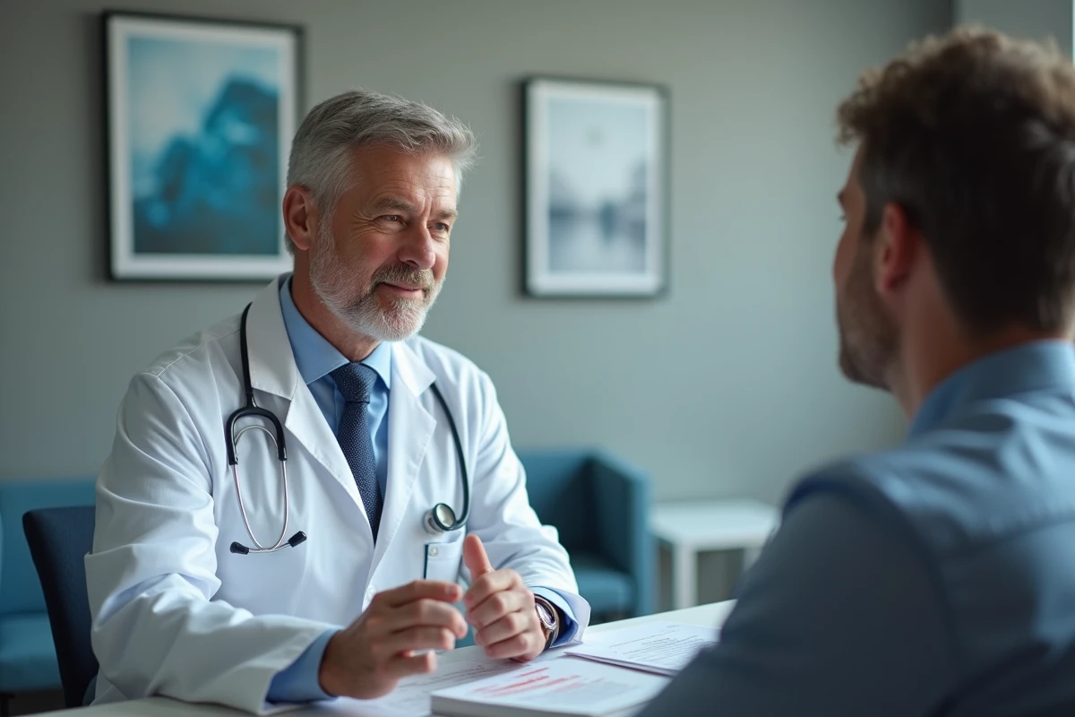 Medecin en consultation avec un patient dans un cabinet moderne