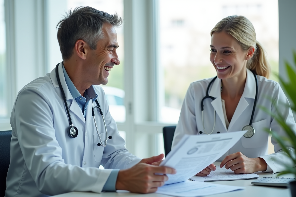 Médecin confiant souriant lors d'une consultation médicale