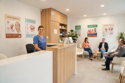 Salle d'attente d'un cabinet orthodontique moderne dans le Loiret avec accueil professionnel