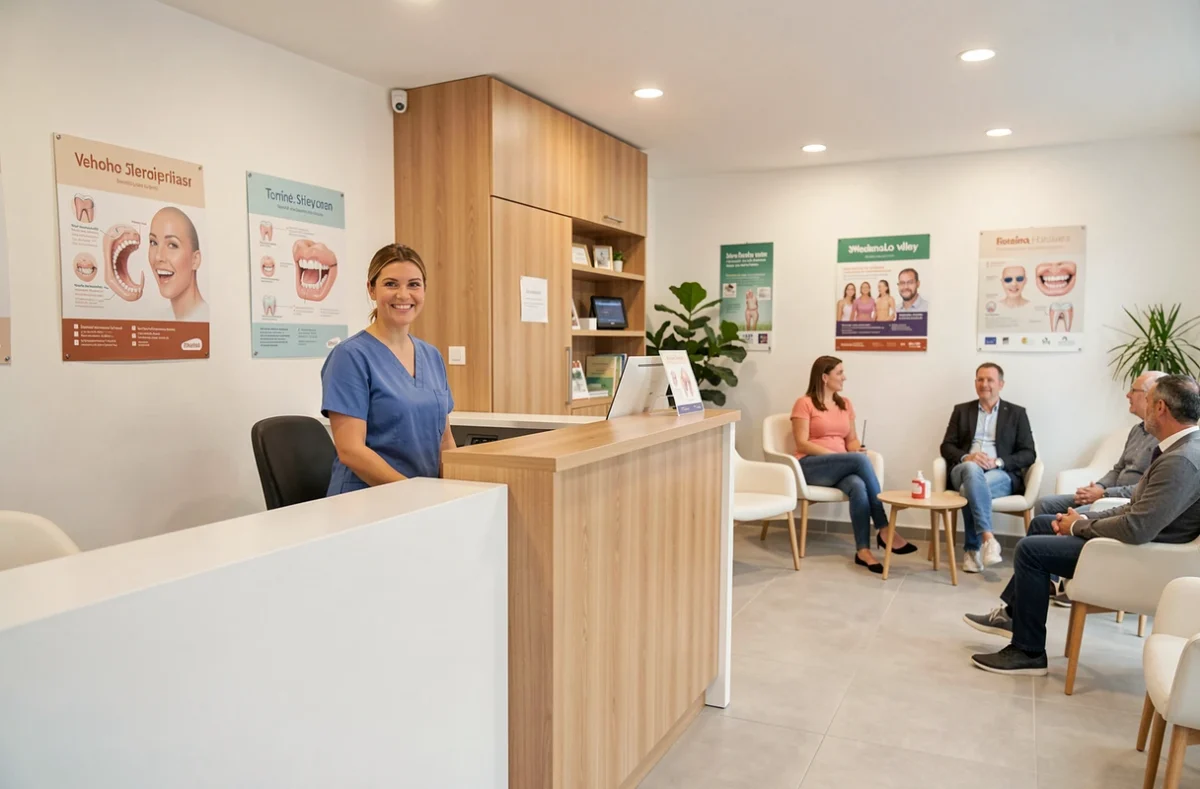Salle d'attente d'un cabinet orthodontique moderne dans le Loiret avec accueil professionnel